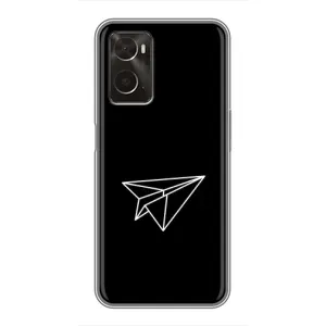Чехол с картинками на черном фоне для Oppo A96 (Самолетик)