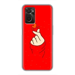 Чохол (Знак сердечка) для Oppo A96 (Сердечко на червоному)