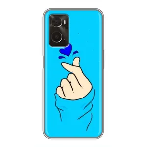 Чохол (Знак сердечка) для Oppo A96 (Сердечко на синоьому)