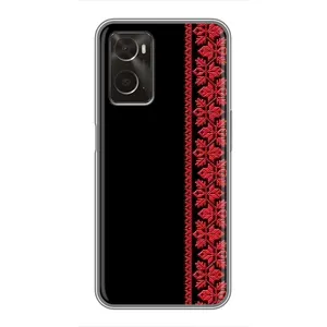 Силиконовый Чехол на Oppo A96 с картинкой Вышиванки (Вышиванка на черном)