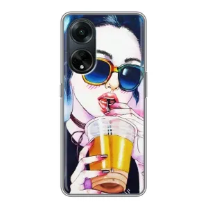 Чехол с картинкой Модные Девчонки Oppo A98 (Девушка с коктейлем)
