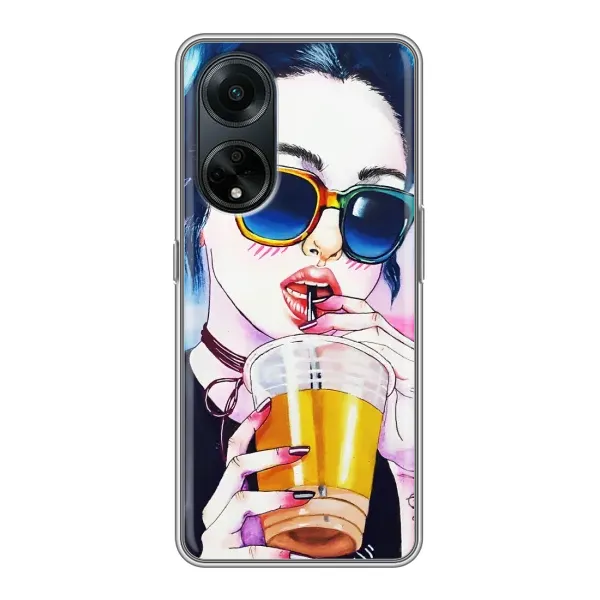 Чехол с рисунком «Девушка с коктейлем» для OPPO A98
