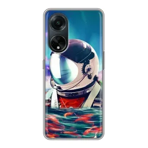 Силиконовый Чехол с принтом "Космонавты" на Oppo A98 (Космонавт в воде)