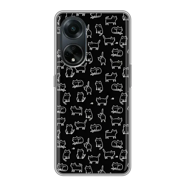 Чехол с рисунком «Котики на черном» для OPPO A98