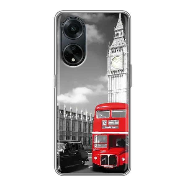 Чехол с рисунком «Красный автобус» для OPPO A98