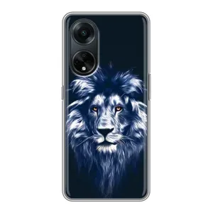 Чехол с картинкой на Oppo A98 (Лев - синий)