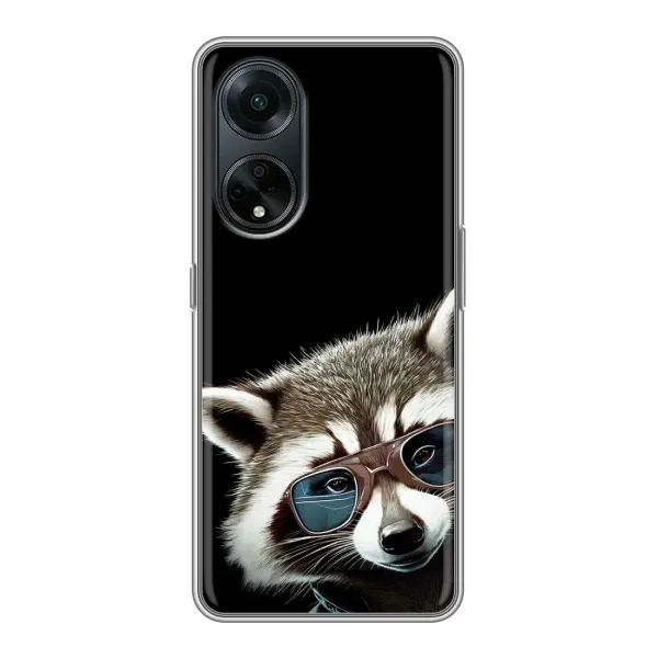 Чехол с рисунком «Стильный Енот» для OPPO A98 Чехол с рисунком «Стильный Енот» для OPPO A98