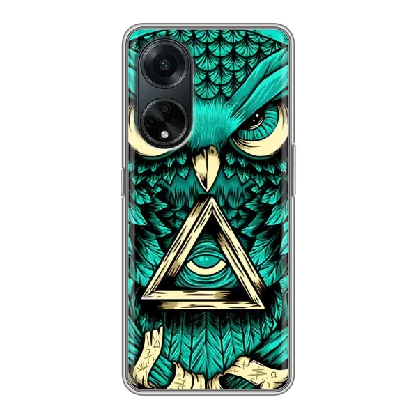 Чехол с рисунком «Зеленая сова» для OPPO A98 Чехол с рисунком «Зеленая сова» для OPPO A98