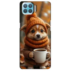 Друкований чохол 'Звірята з кавою' для Oppo F17 (Песик з кавою)