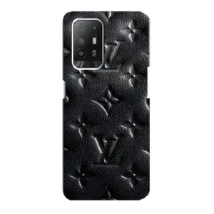 Текстурный Чехол Louis Vuitton для Оппо Ф19 Про Плюс (Черный ЛВ)