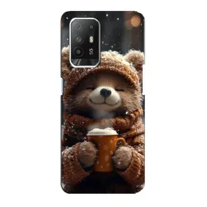 Печатный чехол «Зверята с кофе» для Oppo F19 Pro Plus 5G (Медвежонок с кофе)