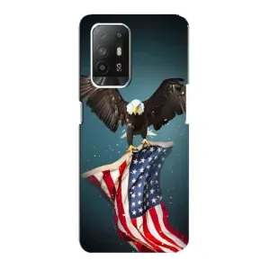 Чехол Флаг USA для Oppo F19 Pro Plus 5G (Орел и флаг)