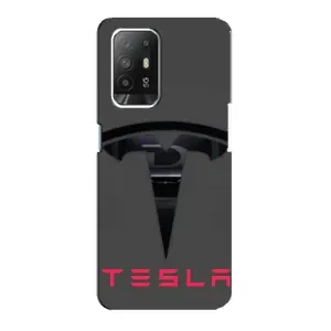 Силиконовый бампер с картинкой машины на Oppo F19 Pro Plus 5G (Logo TESLA)