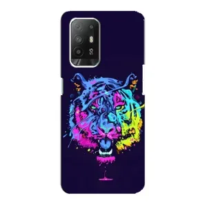 Силиконовый бампер с картинкой животных для Oppo F19 Pro Plus 5G (Тигр-Арт)