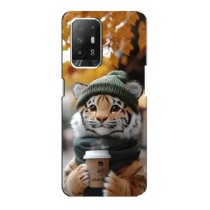 Печатный чехол «Зверята с кофе» для Oppo F19 Pro Plus 5G (Тигр с кофе)