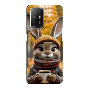Печатный чехол «Зверята с кофе» для Oppo F19 Pro Plus 5G (Зайчик с кофе)
