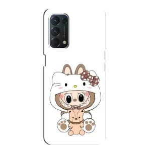 Чехол с принтом Лабубу для Oppo F19 (Белый Лабубу)