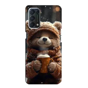 Друкований чохол 'Звірята з кавою' для Oppo F19 (Ведмедик з кавою)