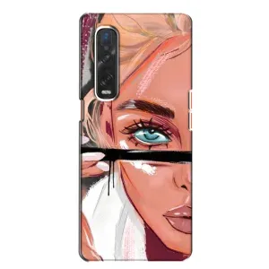 Силиконовый Чехол на Oppo Find X2 с картинкой Стильных Девушек (Девушка и ресницы)