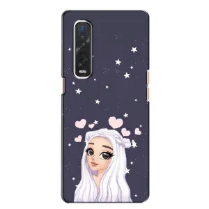 Чехол Стильные девушки на Oppo Find X2 (Девушка и сердечки)