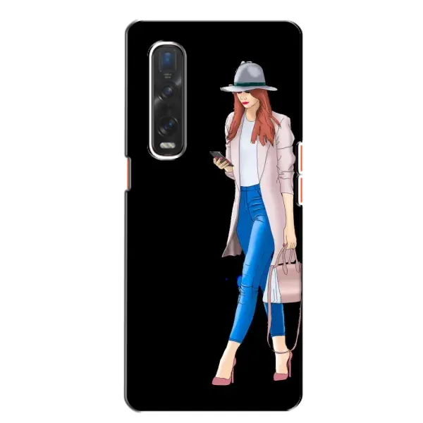Чехол с рисунком «Девушка со смартфоном» для OPPO Find X2 Чехол с рисунком «Девушка со смартфоном» для OPPO Find X2