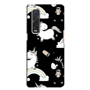 Чехол Unicorn на Oppo Find X2 (Единорог с кофе)