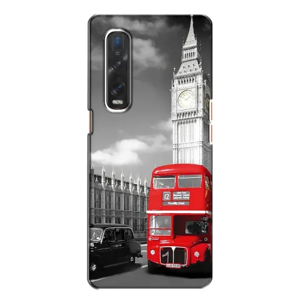 Чехол с рисунком «Красный автобус» для OPPO Find X2