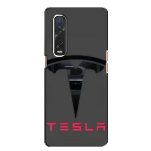 Силіконовий бампер з картинкою машини на Oppo Find X2 (Logo TESLA)