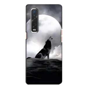 Чехол с Волком на Oppo Find X2 (Волк и луна)