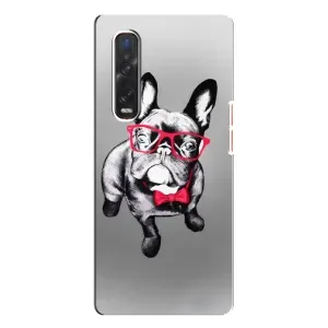 Чехол (ТПУ) Милые собачки для Oppo Find X3 Pro (Бульдог в очках)
