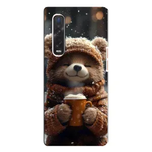 Печатный чехол «Зверята с кофе» для Oppo Find X3 Pro (Медвежонок с кофе)