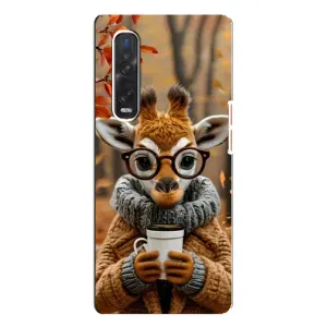 Печатный чехол «Зверята с кофе» для Oppo Find X3 Pro (Жираф с кофе)