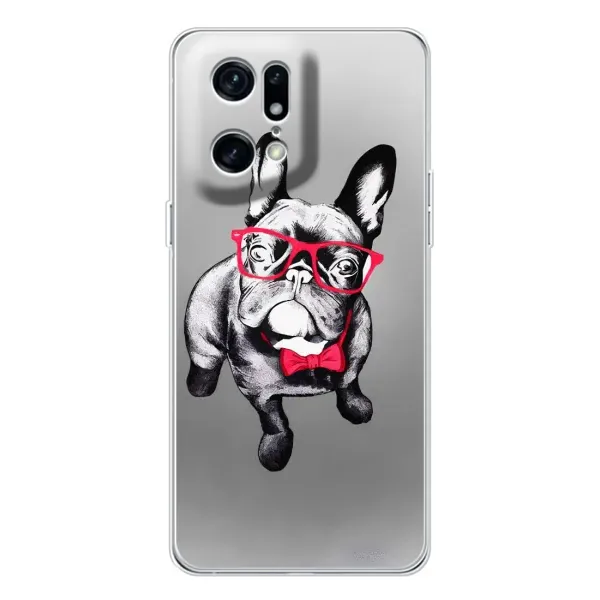 Чехол с рисунком «Бульдог в очках» для OPPO Find X5 Pro Чехол с рисунком «Бульдог в очках» для OPPO Find X5 Pro