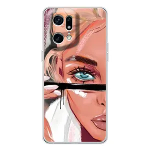 Силиконовый Чехол на OPPO Find X5 Pro с картинкой Стильных Девушек (Девушка и ресницы)