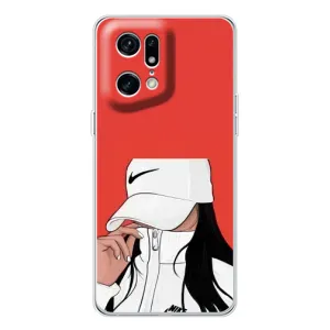 Силиконовый Чехол на OPPO Find X5 Pro с картинкой Стильных Девушек (Девушка Nike)