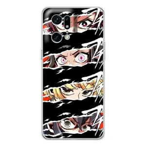 Силіконові чохлі з очіма Anime для Фінд Х5 Про (Очі на чорному)