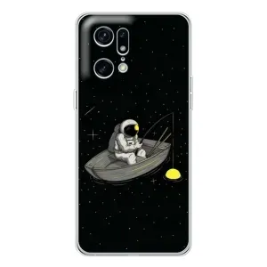 Силіконовый Чохол з принтом "Космонавти" на OPPO Find X5 Pro (Космонавт на рибалці)