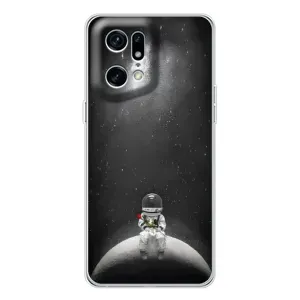 Силіконовый Чохол з принтом "Космонавти" на OPPO Find X5 Pro (Космонавт романтик)