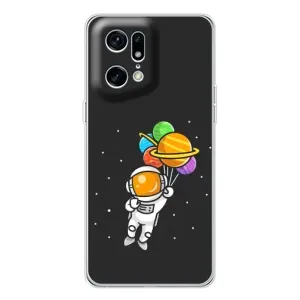 Силіконовый Чохол з принтом "Космонавти" на OPPO Find X5 Pro (Космонавт з кульками)
