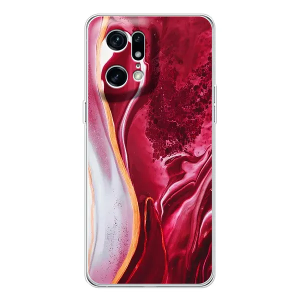 Чехол с рисунком «Красный мрамор» для OPPO Find X5 Pro
