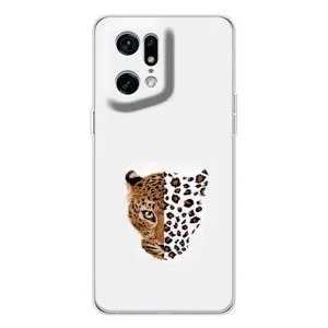 Чехол с леопардовым принтом на OPPO Find X5 Pro (Леопард на белом)