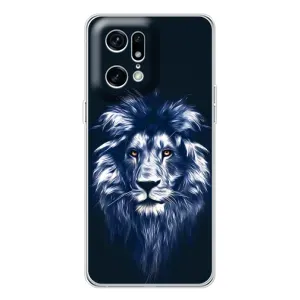 Чехол с картинкой на OPPO Find X5 Pro (Лев - синий)