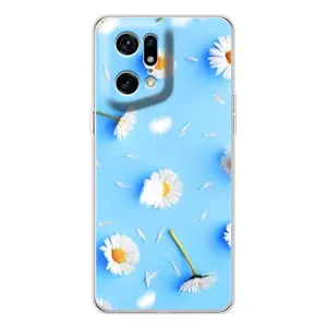 Чохол з Квітами для OPPO Find X5 Pro (ромашки на блакитному)