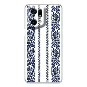 Силиконовый Чехол на OPPO Find X5 Pro с картинкой Вышиванки (Синяя вышиванка)