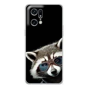 Силиконовый Чехол с Енотами на OPPO Find X5 Pro (Стильный Енот)