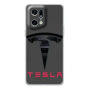 Силіконовий бампер з картинкою машини на OPPO Find X5 Pro (Logo TESLA)