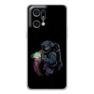 Силіконовый Чохол з принтом "Космонавти" на OPPO Find X5 Pro (В руках земля)