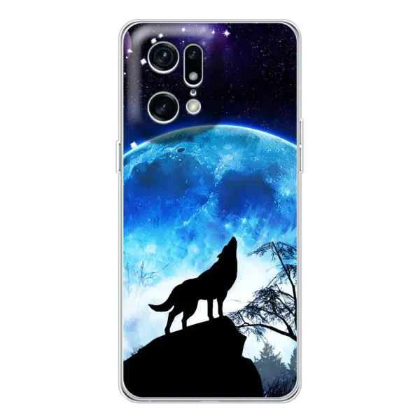 Чехол с рисунком «Воет на луну» для OPPO Find X5 Pro Чехол с рисунком «Воет на луну» для OPPO Find X5 Pro