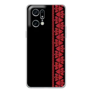 Силиконовый Чехол на OPPO Find X5 Pro с картинкой Вышиванки (Вышиванка на черном)