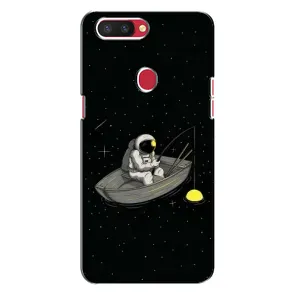 Силиконовый Чехол с принтом "Космонавты" на Oppo R11s (Космонавт на рыбалке)
